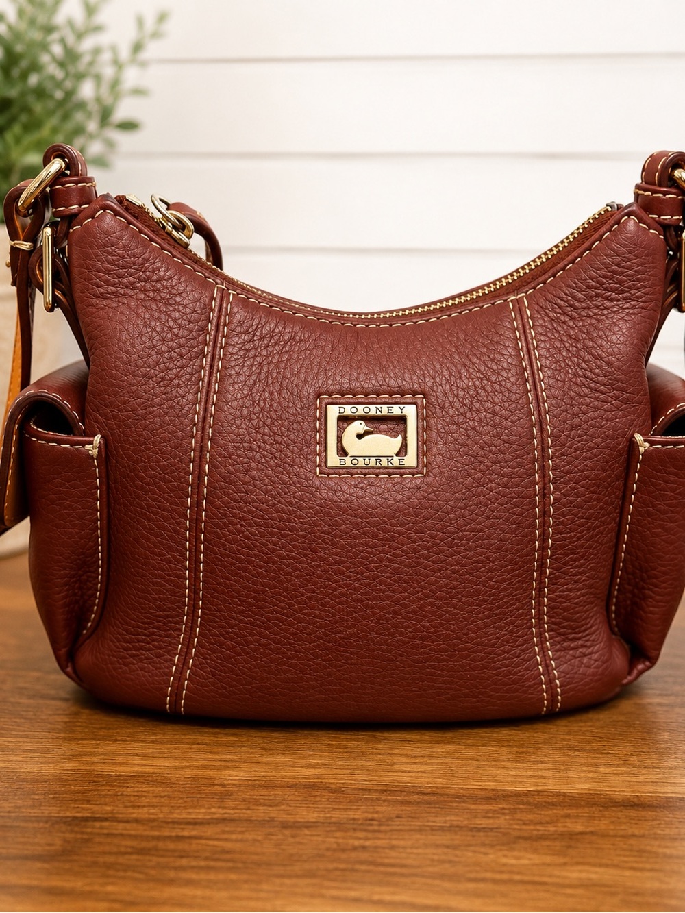 Dooney & Bourke Brown Pebble Leather crossbody Bag